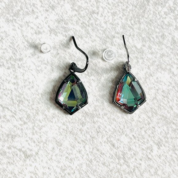 KENDRA SCOTT Cory Drop Gunmetal Earrings In Dichroic Glass - DO NOT BUY! - Picture 2 of 7